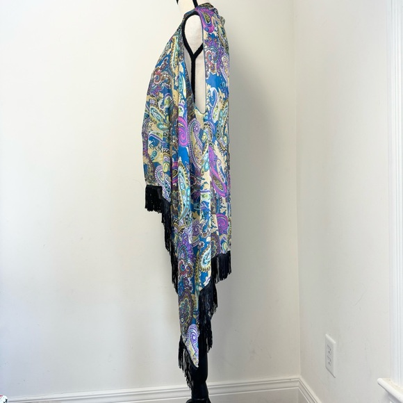 Lavello Convertible Fringed Vest Scarf Sheer Chiffon Paisley Boho Colorful OS - Picture 6 of 10